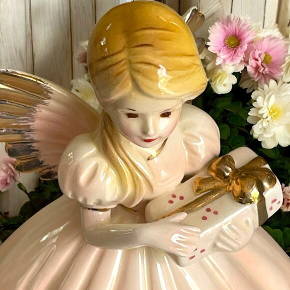 Vtg Josef Originals Birthday Angel Figurine Year 15 Japan Black Eyes Sticker Tag - Picture 4 of 12